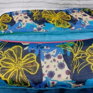 SOFT SURROUNDINGS Rectangle Scarf Blue Yellow Floral Flowers One Size